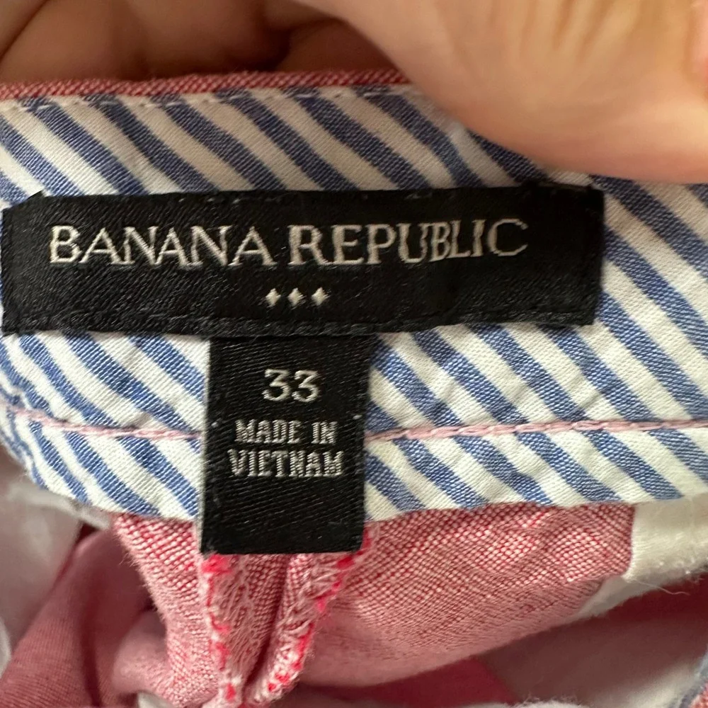 Banana Republic Mens Chambray Shorts Bundle 2 Pairs Yellow Pink Cotton Size 33